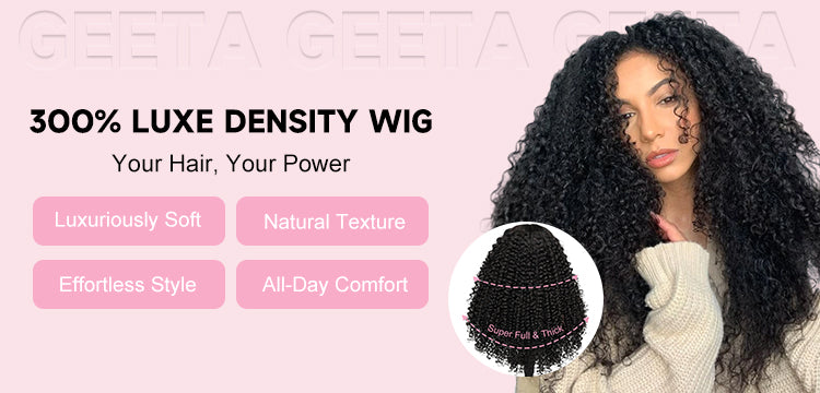 GEETA 300% Density Wig Luxe Human Hair Wigs