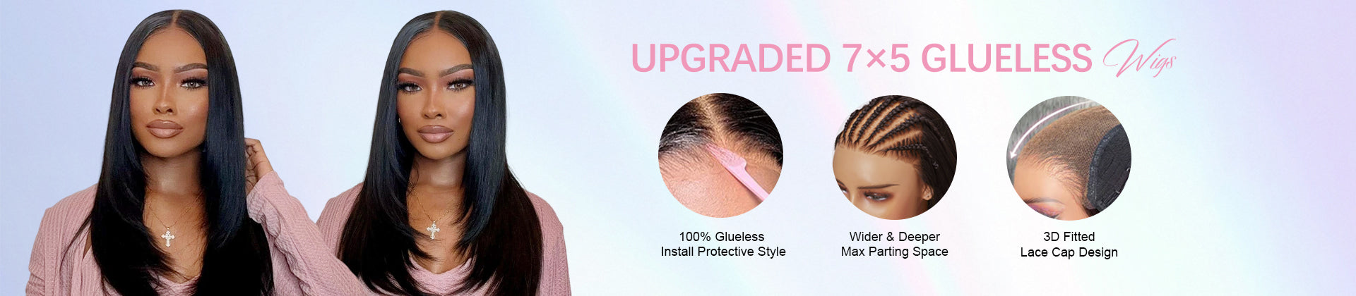 GEETA HAIR Upgraded 7×5 Guleless Wig Pre Everything Easy to Wear.