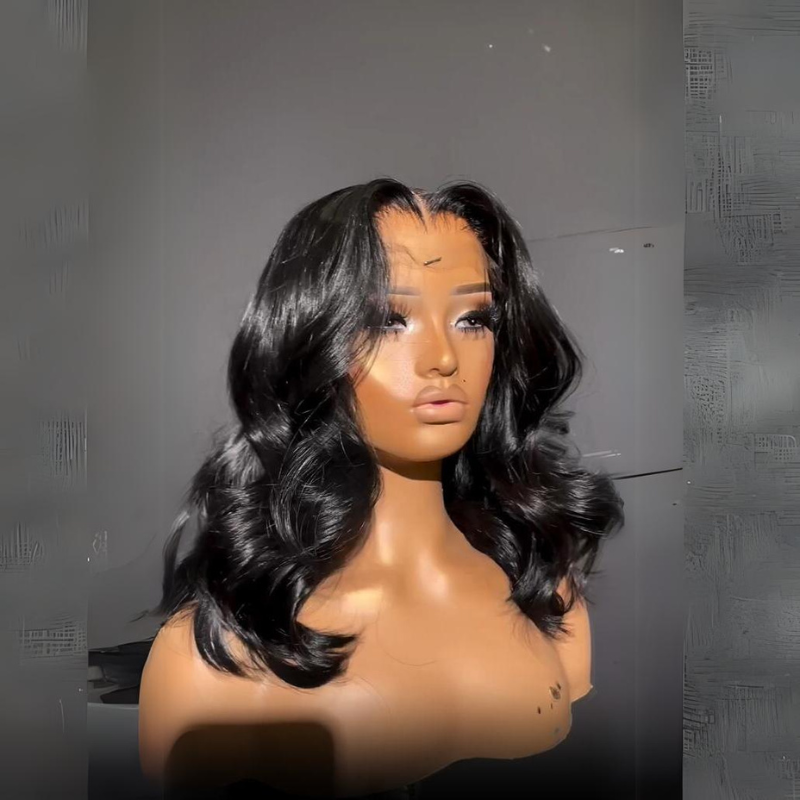Wear And Go Glueless Human Hair Bob Wig Brazilian Body Ocean Wave 13x4 Lace Front Pre Plucked Human Wigs
