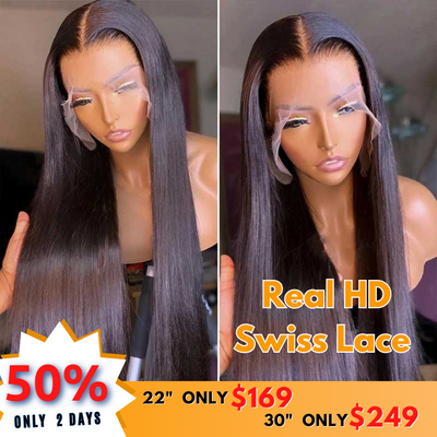 No Code 50% OFF Flash Sale: Glueless 6x4.5 Straight Pre Cut HD Transaparent Lace Human Hair Wigs-Only 2 Days
