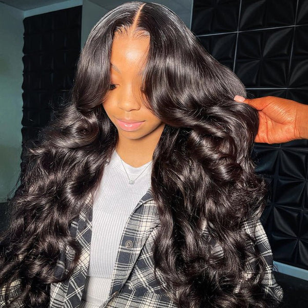 300% Density 3D Body Wave 13x6 Lace Frontal Wig Human Hair Pre Plucked Gluless Wig Daily Deal