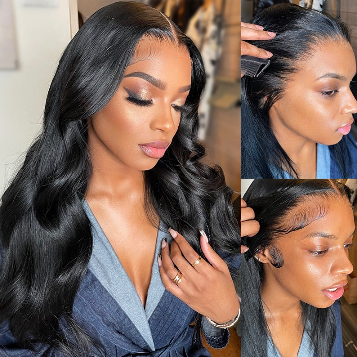 Geetahair Upgrade HD Lace Body Wave Wig With Pre Plucked Natural Hairline Lace Front Wigs Match All Skin Color