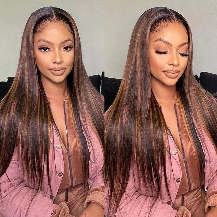 Ombre Highlight Lace Front Wig Human Hair 13x4 Glueless Deep Wave HD Lace Wigs Pre Plucked