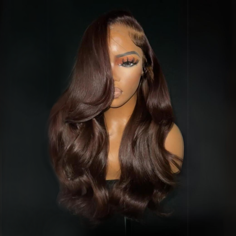 13x4 Brown Body Wave Lace Front Wig Hd Transparent Lace Frontal Wig Chocolate Brown Colored Human Hair Wigs