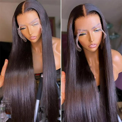 Pre Bleached 13x6 Straight Lace Front Wigs Human Hair 180% Density HD Transparent Glueless Wigs