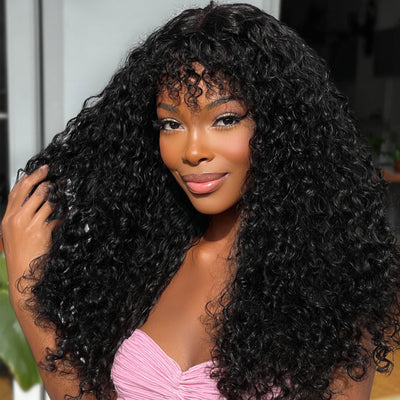 Curly Hair Wig With Bang Human Hair Wig_model