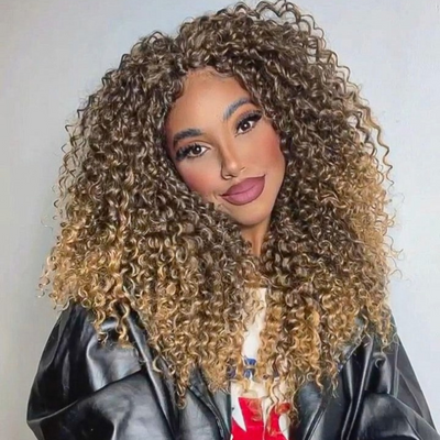 Luxury Designer Series 250% Density Afro Kinky Curly Wig 13x4 Lace Front Human Hair Wig Highlight Wigs Pre Plucked