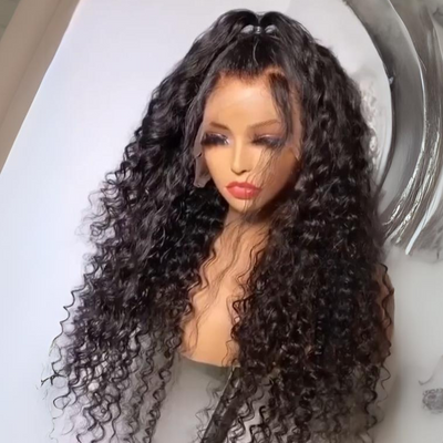 300% Density Glueless Wigs Human Hair 13x4 Water Curly Lace Frontal Wigs Pre Plucked Transparent Lace Wigs