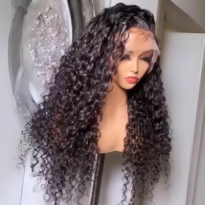 300% Density Glueless Wigs Human Hair 13x4 Water Curly Lace Frontal Wigs Pre Plucked Transparent Lace Wigs