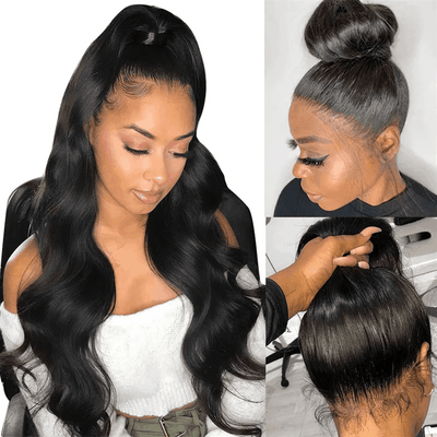 Human Hair 360 Lace Front Wigs Body Wave 360 Lace Wig Transparent Lace Frontal Wigs Black Color - GeetaHair - GeetaHair