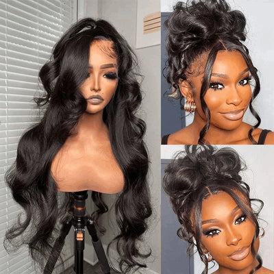 Geeta Invisi Strap Face Framing 360 Transparent Lace Frontal Body Wave Snug Fit All Sizes Human Hair Wigs - GeetaHair