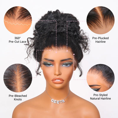 Water Wave Invisi Strap Snug Fit 360 Transparent Lace Front Human Hair Wigs Pre Bleached Knots For Black Women - GeetaHair