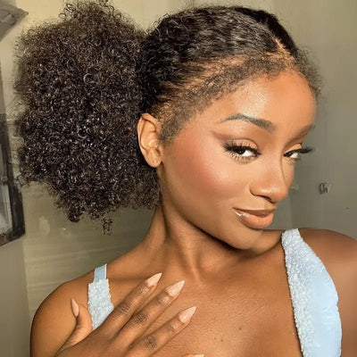 4C Kinky Edges 360 Full Lace Frontal Kinky Curly Human Hair Wigs Pre Plucked Wigs With Kinky Edges - GeetaHair