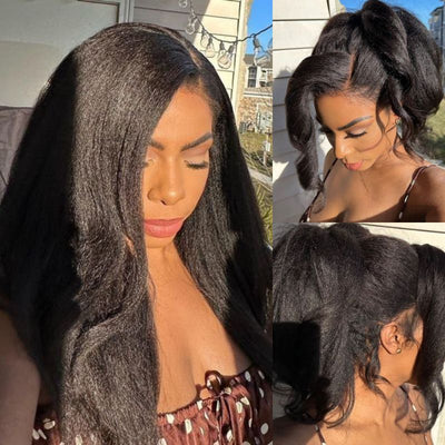 Kinky Straight Hair Wig 360 Hd Transparent Lace Front Wig Human Hair Wigs For Women Full End Glueless Brazilian Hair - GeetaHair - GeetaHair