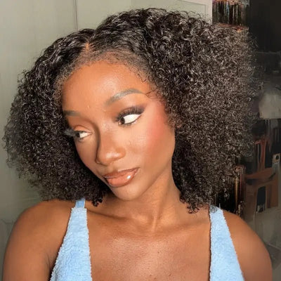 4C Kinky Edges 360 Full Lace Frontal Kinky Curly Human Hair Wigs Pre Plucked Wigs With Kinky Edges - GeetaHair