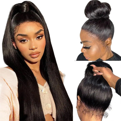 Straight Hair 360 Lace Frontal Wigs Pre Plucked With Baby Hair 100% Virgin Human Hair Wigs Near Me-GeetaHair