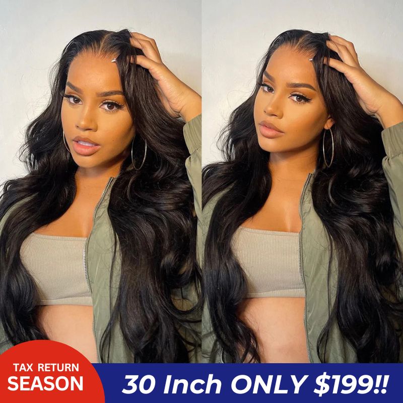 30inch=$199 Tiktokers Recommend 180% Density Body Wave HD  Lace Frontal Wig Pre Bleached Glueless Wigs-Geeta Hair