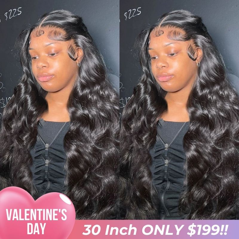 199 $ = 30 pouces 13x4 Transparent HD Lace Front Loose Deep Wave Perruque de cheveux humains sans colle Aucun code nécessaire 