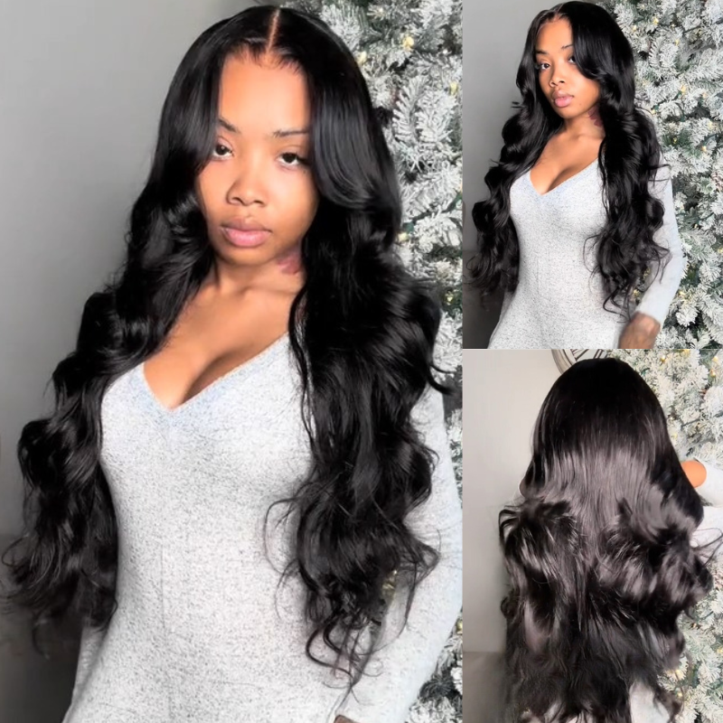 Ocean Wave Wig Pre-Cut HD Lace Ready To Wear Glueless Wig 13x4 Loose Body Wave Lace Front Wigs with Curtain Bangs 180% Density-Geeta Hair