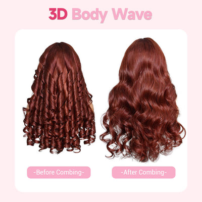Geeta Reddish Brown Color 3D Body Wave 13x4 Lace Front Wig Put on and Go Invisi Drawstring Wig