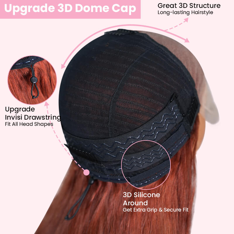 Geeta Reddish Brown Color 3D Body Wave 13x4 Lace Front Wig Put on and Go Invisi Drawstring Wig