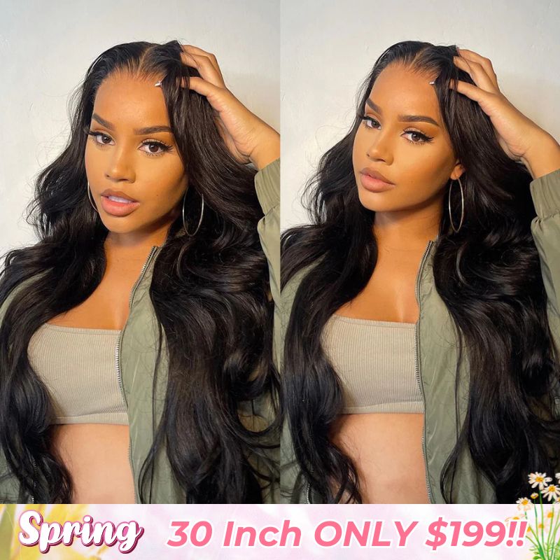 30inch=$199 Tiktokers Recommend 180% Density Body Wave HD  Lace Frontal Wig Pre Bleached Glueless Wigs-Geeta Hair