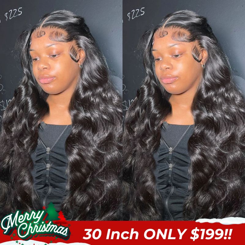 199 $ = 30 pouces 13x4 Transparent HD Lace Front Loose Deep Wave Perruque de cheveux humains sans colle Aucun code nécessaire 