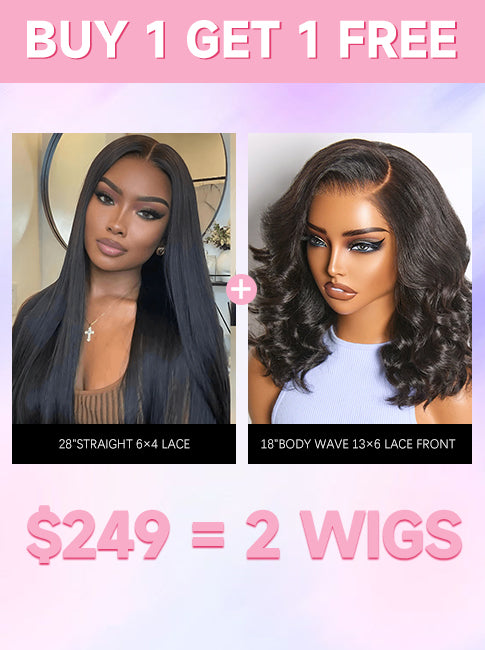 $249 = 2 Wigs | 28” Straight + 18” Body Wave Human Hair Wig