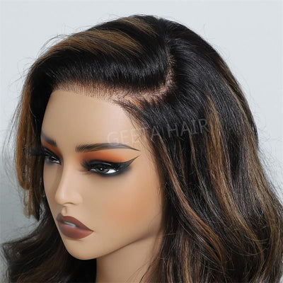 Highlight Brown Glueless Body Wave 13x4 HD Lace Front Wig Pre Plucked 180% Density-Geeta Hair