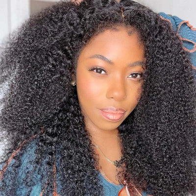 Afro Kinky Curly Type 4C Hairline Kinky Edge 13x4 HD Lace Front Wig 250% Density-Geeta Hair