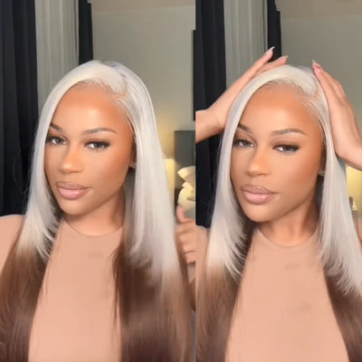 613 Blonde With Brown 13X4 Straight Lace Front Wig Ombre Colored Lace Front Human Hair Wigs