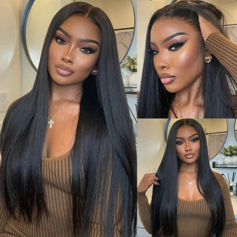 $199=30inch Pre Bleached 13x6 Straight Lace Front Wigs Human Hair 180% Density HD Transparent Glueless Wigs No Code Needed