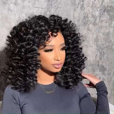 Full 300% Density Loose Bouncy Glueless Wig 13x4 Bouncy Curly HD Lace Front Wigs Pre Bleached Natural Hairline No Code Needed