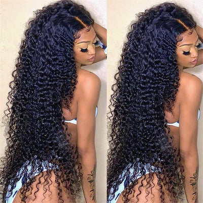 Black Curly Hair 13x4 HD Lace Front Wig 100% Virgin Human Hair Wigs Pre Plucked Hairline-Geeta Hair