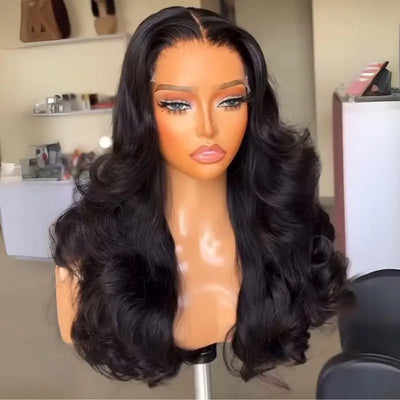 Body Wave Glueless Wigs Loose Bouncy Wave 13X4 Lace Front Wigs Human Hair Pre Plucked