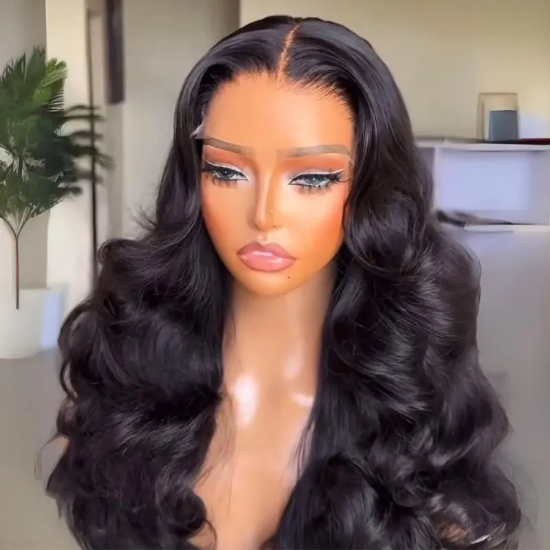 Body Wave Glueless Wigs Loose Bouncy Wave 13X4 Lace Front Wigs Human Hair Pre Plucked