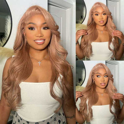 Body Wave Light Flaxen Brown Human Hair Wigs 13x4 Lace Front Cozy Blonde Glueless Wigs