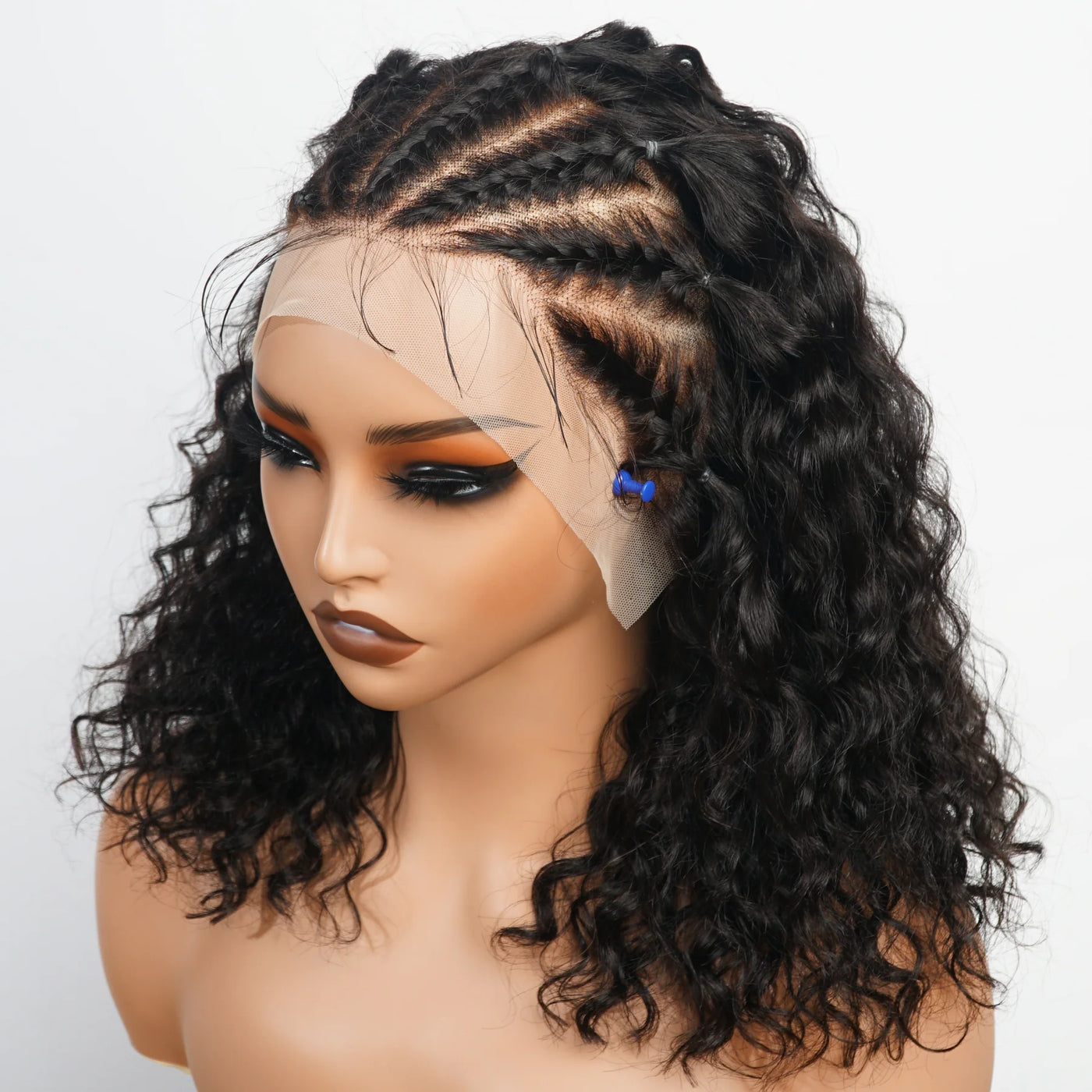 Bogo Sale $199= 16” Braided Water Wave Wig + 14” 99J Straight Bangs Wig