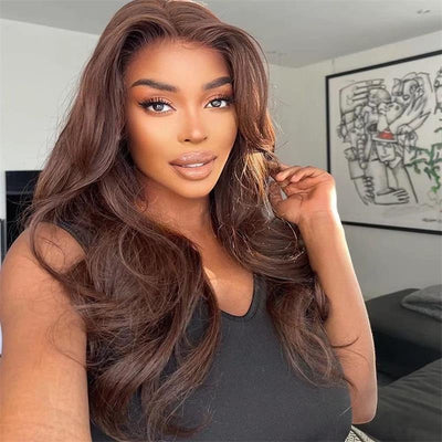 Chestnut Brown Straight Lace Front Wig 13x4 HD Lace Frontal/4x4 Lace Closure 100% Virgin Hunam Hair Wigs-Geeta hair