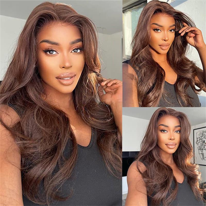 Chestnut Brown Straight Lace Front Wig 13x4 HD Lace Frontal/4x4 Lace Closure 100% Virgin Hunam Hair Wigs-Geeta hair