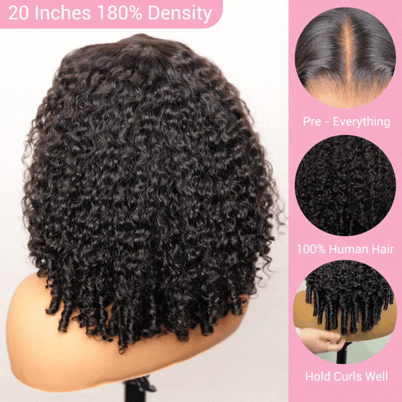 Burmese Curly 13x4 Lace Front Wig 100% Human Hair Wigs  display picture 2