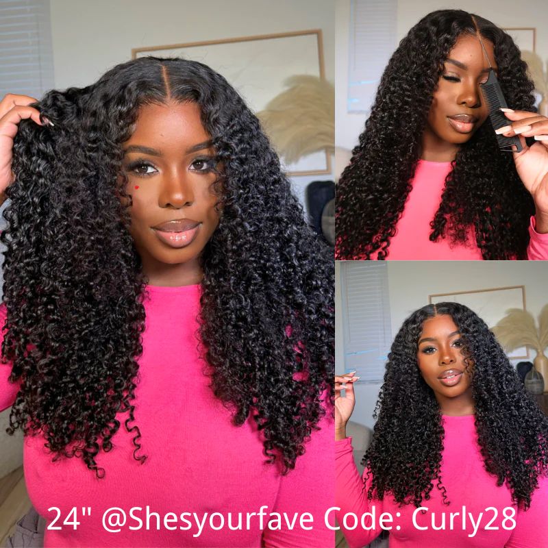 Fluffy Kinky Curly HD Transparent Lace Front Wigs 13x4/5*5 Real Human Hair Wig Pre Plucked Hairline-Geeta Hair