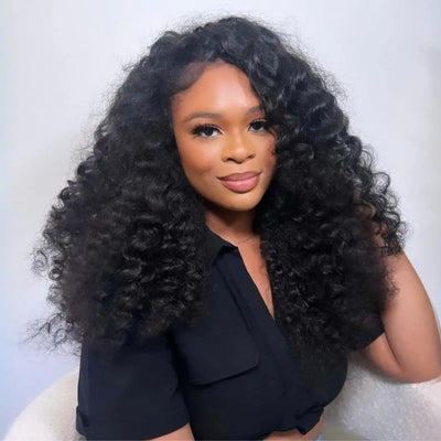 Fluffy Loose Wave Wig 250% Density 13x4 HD Lace Front Wig Pre Plucked Burmese Curly Human Hair Wig