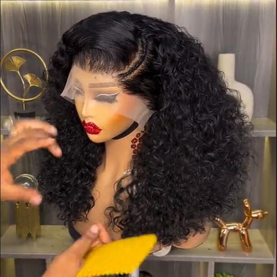 Full 250% Density Glueless Wig Resilient Curly 13x4 Lace Front Bob Wig Curly Human Hair Bob Wigs Pre Plucked