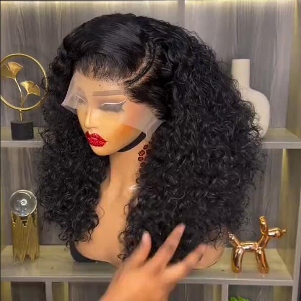 Full 250% Density Glueless Wig Resilient Curly 13x4 Lace Front Bob Wig Curly Human Hair Bob Wigs Pre Plucked