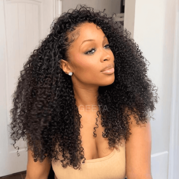 [3 In 1 Half Wig] Geeta Kinky Curly Coily Half Wig Invisible Drawstring Glueless Flip Over Wig Flash Sale