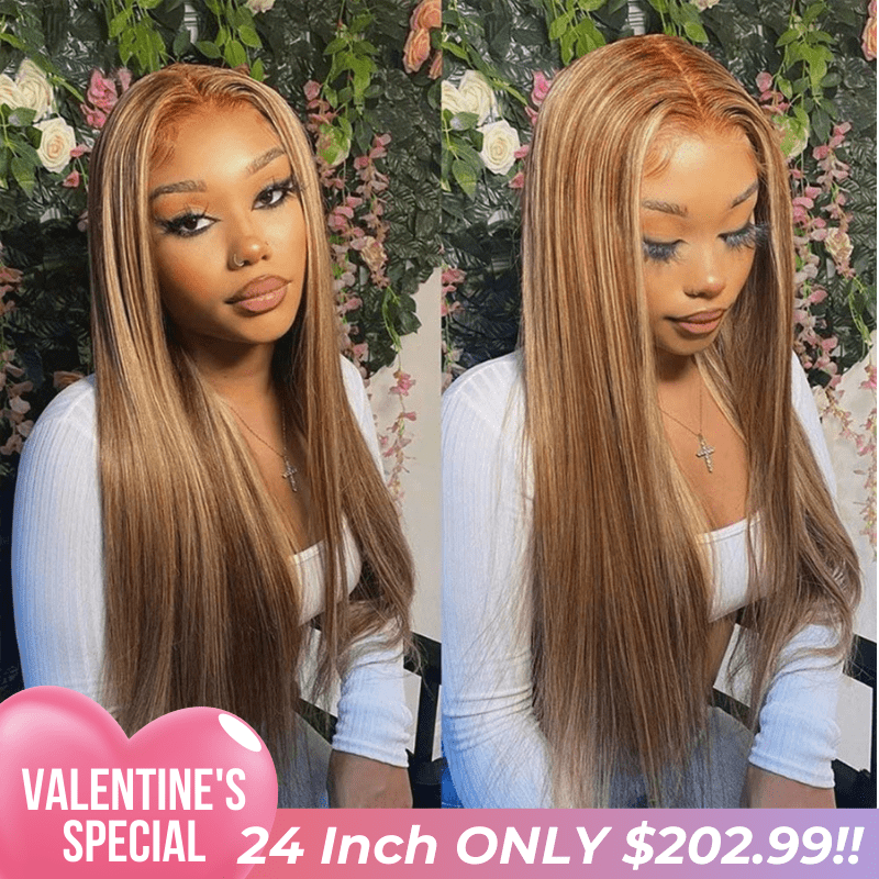 Tax Return Sale Honey Blonde Lace Front Wigs Colored Straight 13x4 Lace Frontal Human Hair Wig Pre Plucked