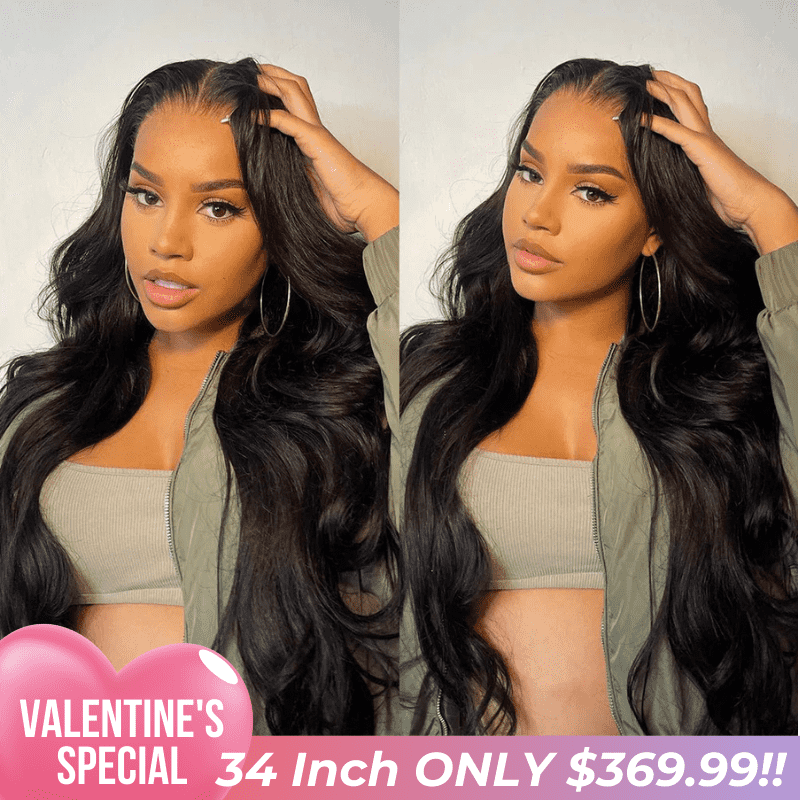 Valentine's Special Sale 30inch=$199 Tiktokers Recommend 180% Density Body Wave HD  Lace Frontal Wig Pre Bleached Glueless Wigs-Geeta Hair