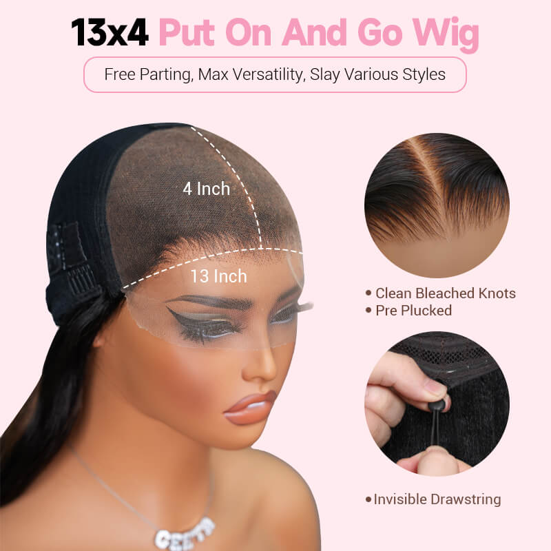 Geeta Balayage Brown Highlight 3D Body Wave 13x4 Lace Front Invisi Drawstring Put on and Go Glueless Lace Wig