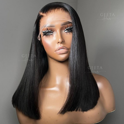 Straight Pre Plucked 4x4/13x4 HD Lace Shoulder Length Human Hair Bob Wigs-Geeta Hair